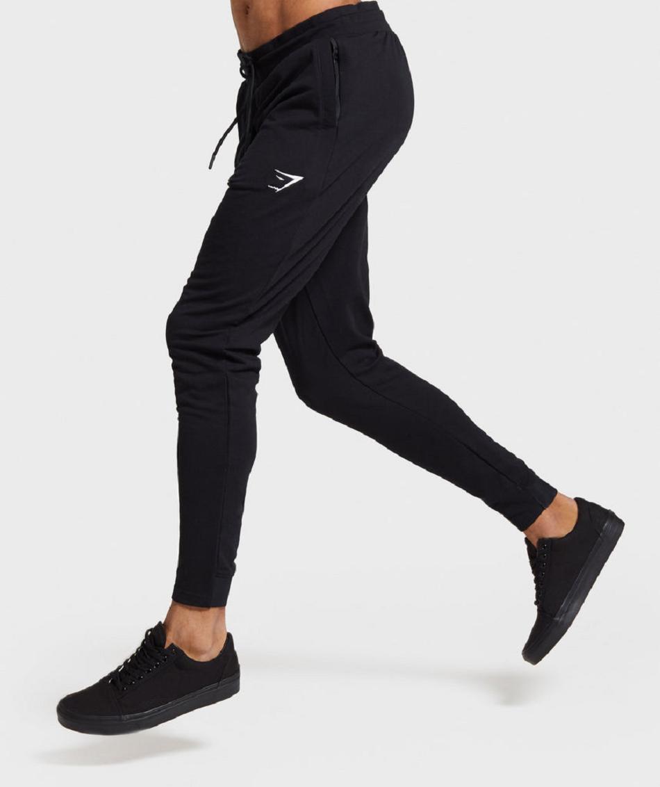 Spodnie Do Biegania Męskie Gymshark Critical Zip Czarne | PL 4074YXF